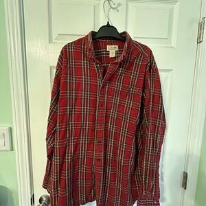 L.L. Bean Red and Green Plaid Casual Shirt